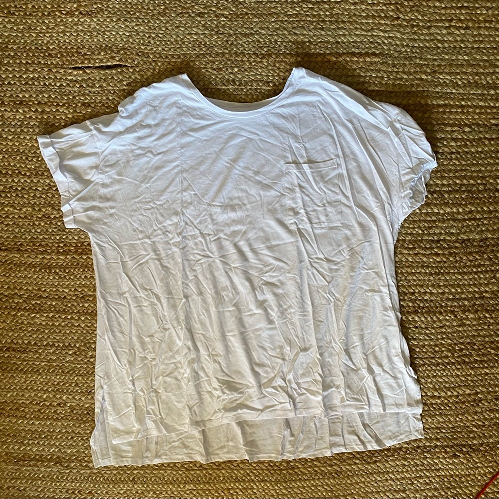 Woman Within Plain White Front Pocket Tee